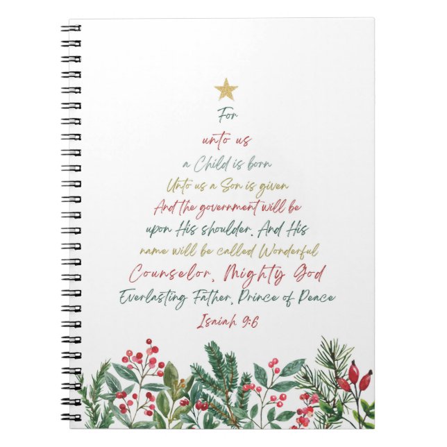 Cuaderno Isaías 9:6 Para Nosotros Un Niño Nace Navidades (Frente)