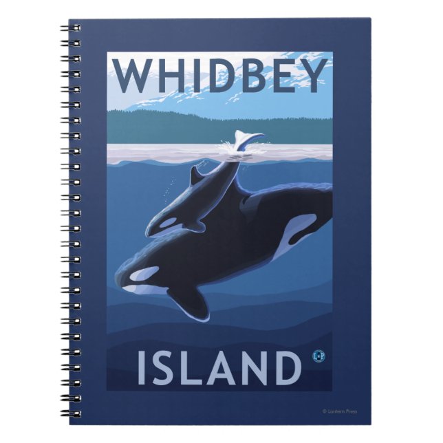 Cuaderno Isla Whidbey, WashingtonOrca y Calf (Frente)