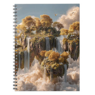 Cuaderno Islas flotantes surrealistas con árboles dorados