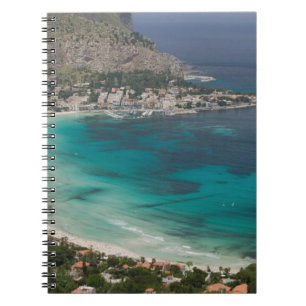 Cuaderno Italia, Sicilia, Mondello, Vista de la playa desde