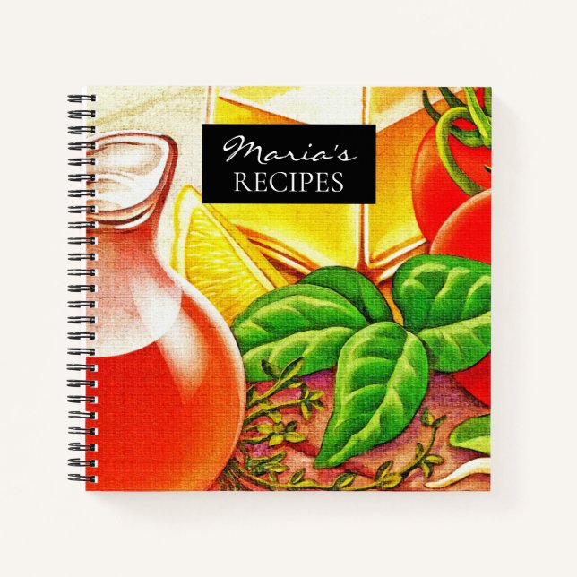 Cuaderno Italian Cooking Ingredients Personalised Recipes (Anverso)