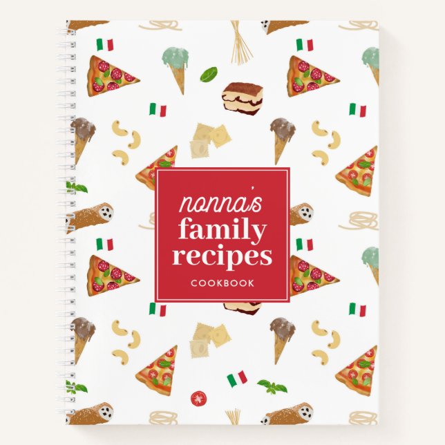 Cuaderno Italian Food Pizza Pasta Family Nonna Recipe (Anverso)