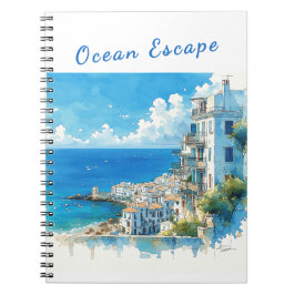 Cuaderno Italian Seaside Town Watercolor Ocean Escape