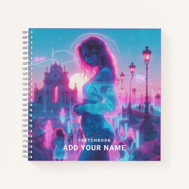 Cuaderno Italy | Ethereal Vaporwave Retrowave, Custom Name (Anverso)
