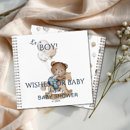 Cuaderno It's a Boy Teddy Bear & Balloons Wishes for Baby