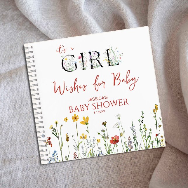 Cuaderno It's a Girl Spring Flowers Shower Wishes for Baby (Subido por el creador)