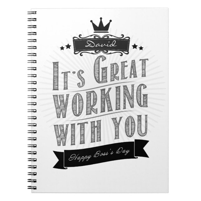 Cuaderno It's Great working with you, Happy Boss's Day (Frente)
