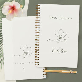 Cuaderno Ivory Zen Yoga Floral Line Art Sage Green Luxury