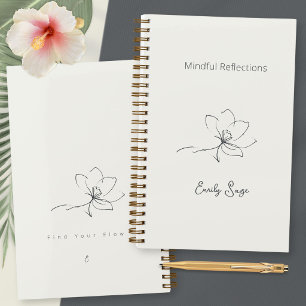 Cuaderno Ivory Zen Yoga Línea Floral Arte Gris Pizarra Lujo