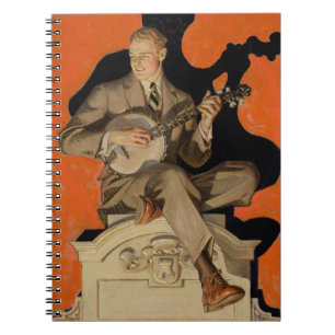 Cuaderno J.C. Leyendecker Músico de Banjo 1920 Arte Art Déc