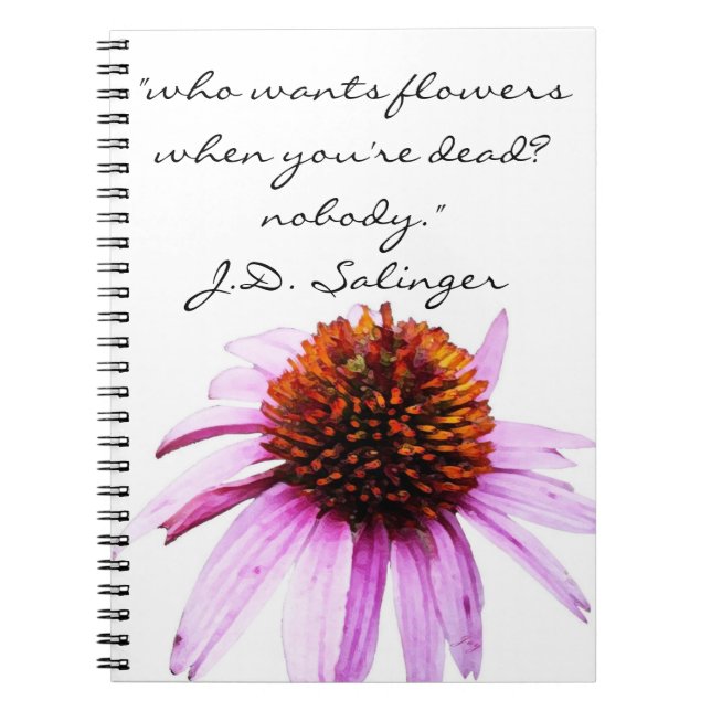 Cuaderno J.D. Cita de las "flores" de Salinger (Frente)