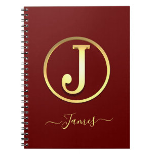 Cuaderno J inicial de oro elegante