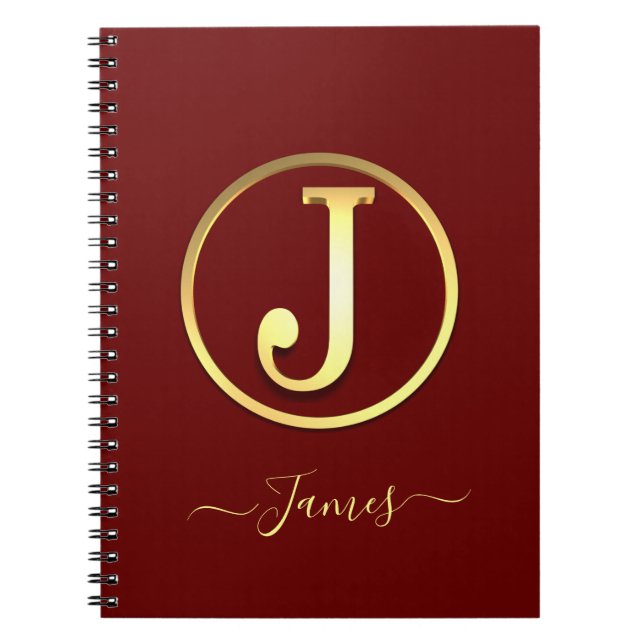 Cuaderno J inicial de oro elegante (Frente)