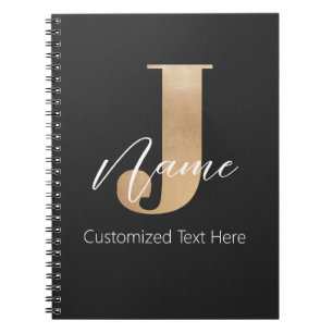 Cuaderno J inicial monogramada moderna y nombre personaliza