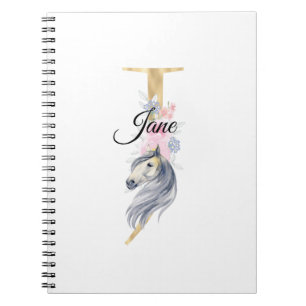 Cuaderno J letter personalised name monogram with horse