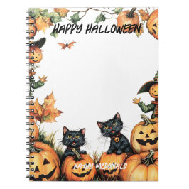 Cuaderno Jack o Lantern, gatos negros y espantapájaros