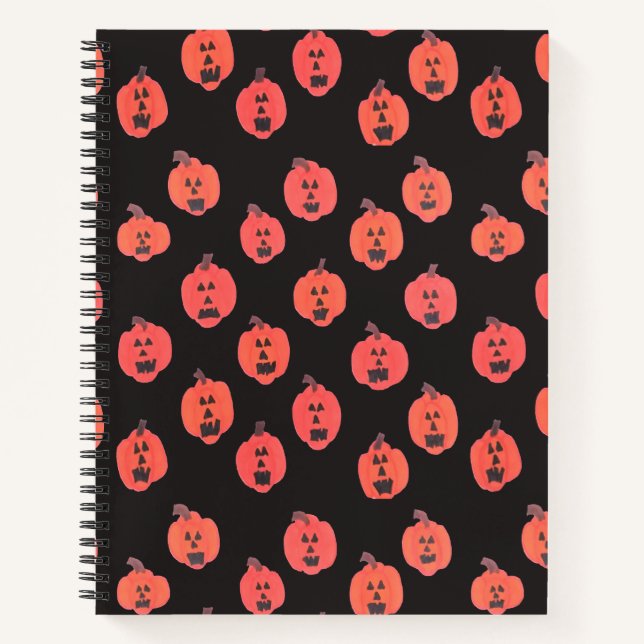 Cuaderno Jack-o-Lanterns de Halloween en negro (Anverso)