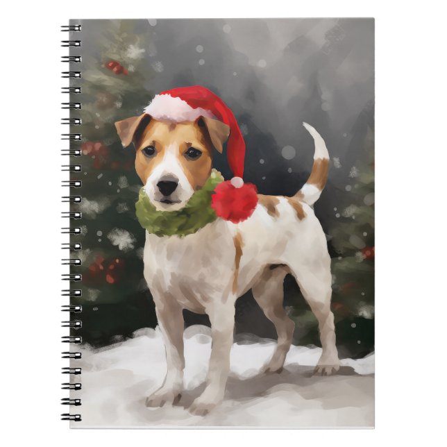 Cuaderno Jack Russell Dog en Navidades de nieve (Frente)