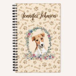 Cuaderno Jack Russell Dog Paw Print & Floral Cute