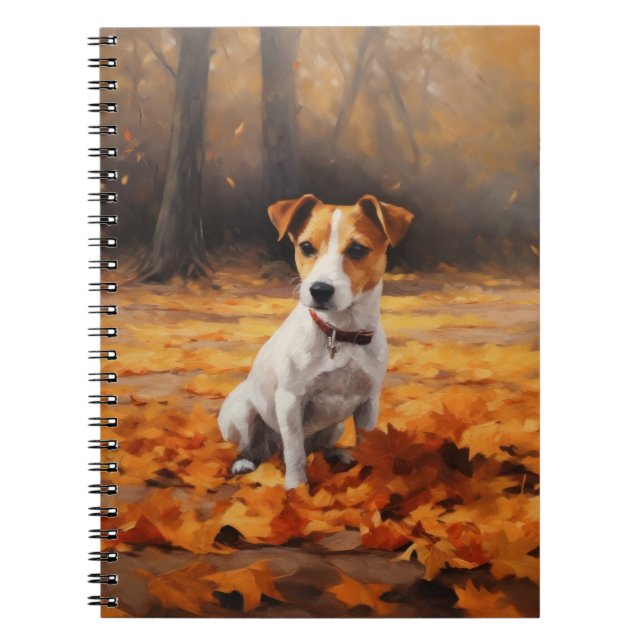 Cuaderno Jack Russell en otoño se inspira en la caída (Frente)