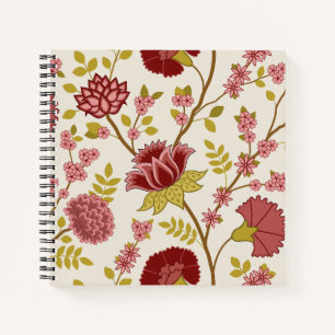 Cuaderno Jacobo Floral Lg Pattern Rojos Rosa Crema De Oro