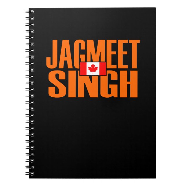 Cuaderno Jagmeet Singh Naranja Bloquear texto Bandera canad (Frente)