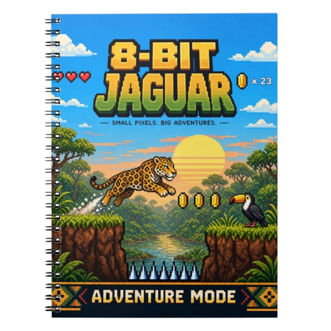 Cuaderno Jaguar, Arte de Pixel de 8 Bits Retro (Frente)