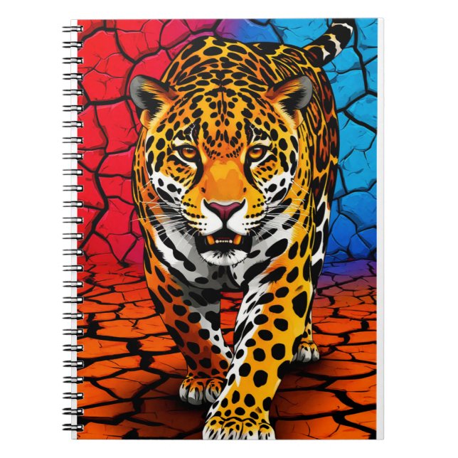 Cuaderno Jaguar sobre fondo de tierra agrietada (Frente)