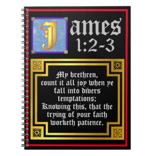 Cuaderno James 1:2 1:3 Cita bíblica iluminada de KJV