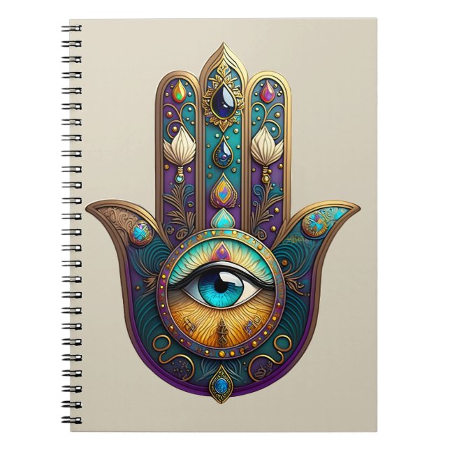 Cuaderno Jamsa Verde Teal Dorado con Tercer Ojo Turquesa (Frente)
