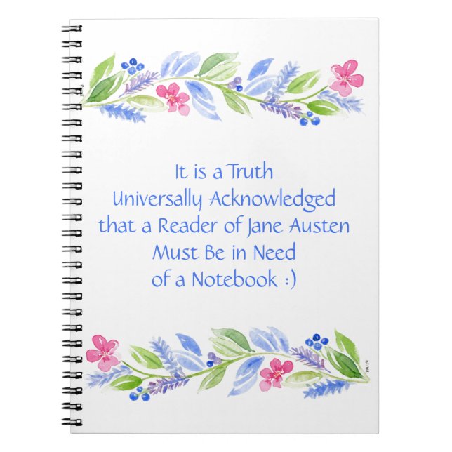 Cuaderno Jane Austen Motto Floral Spiral (Frente)