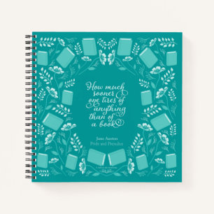 Cuaderno Jane Austen Orgullo y Prejuicio Folleto floral Ver