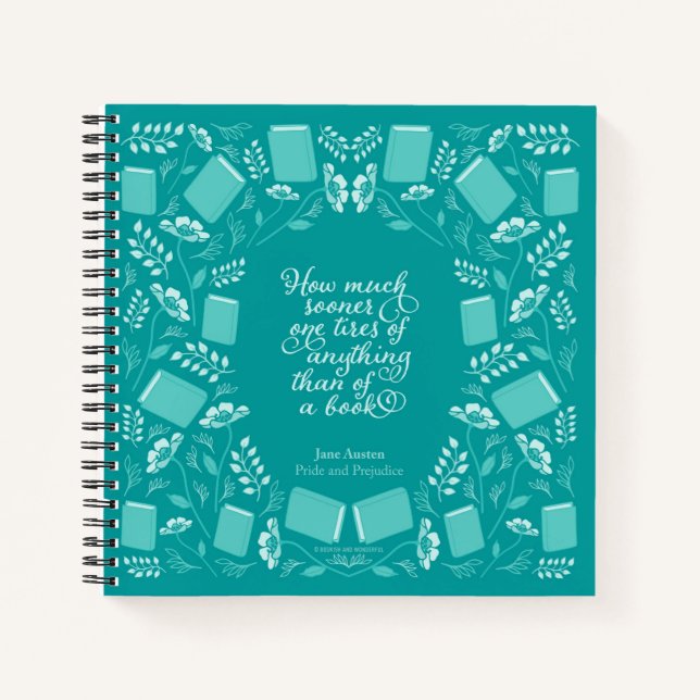 Cuaderno Jane Austen Orgullo y Prejuicio Folleto floral Ver (Anverso)