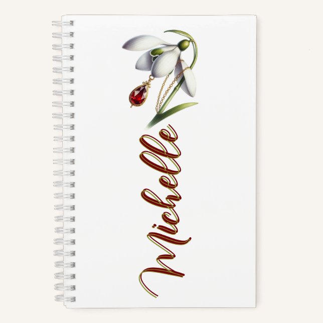 Cuaderno January Bloom & Birthstone Personalized Bookmark (Anverso)
