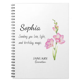 Cuaderno January Carnation Personalized Birthday