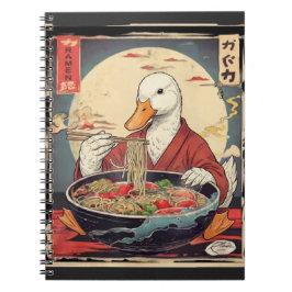 Cuaderno Japanese Art Duck Eating Ramen Ukiyo for students 