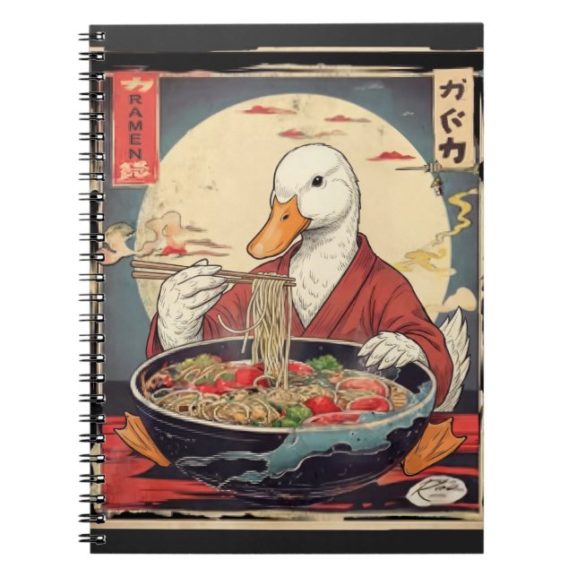 Cuaderno Japanese Art Duck Eating Ramen Ukiyo for students  (Frente)