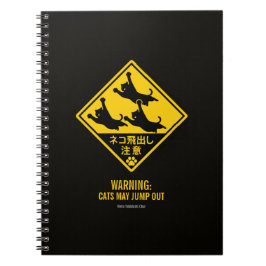 Cuaderno Japanese Cat Warning Sign – “Cats May Jump Out"