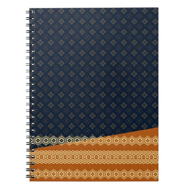 Cuaderno Japanese Tortoise and Diamond Pattern Gold Navy (Frente)