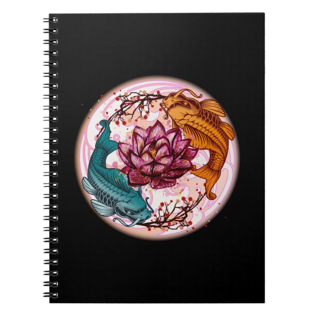 Cuaderno Japón Koi Fish Anime Water Lily Pastel Gótico (Frente)