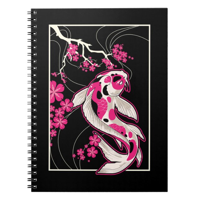 Cuaderno Japón Koi Fish Cherry Blossom Japonés Nishikigoi (Frente)