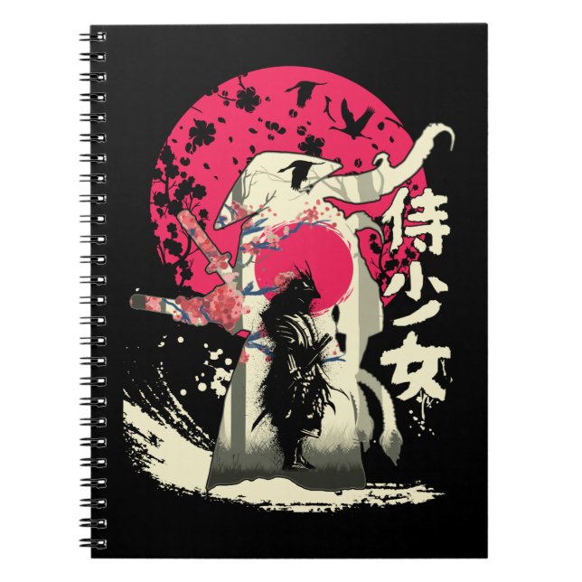 Cuaderno Japón: Muerto Guerrero Samurai, hombre de espada (Frente)