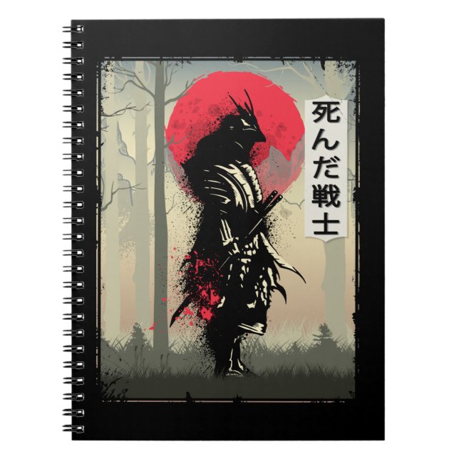 Cuaderno Japón: Muerto Guerrero Samurai, hombre de espada (Frente)