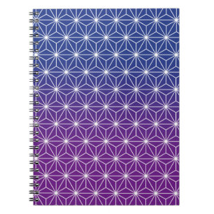 Cuaderno Japonesa Asanoha Impresión tradicional Azul y Púrp