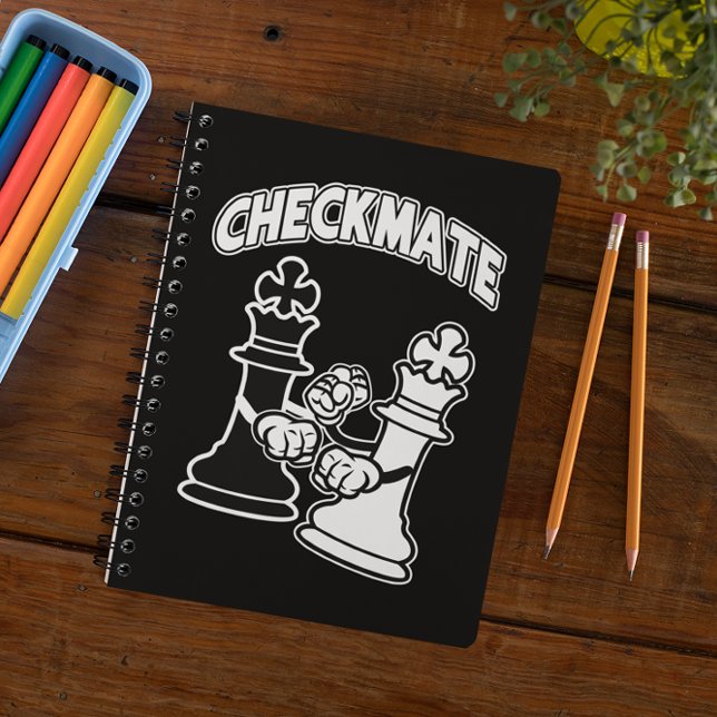 Cuaderno Jaque mate Torneo de ajedrez Arte Negro y Blanco (Checkmate Chess Tournament Art Black and White Notebook)