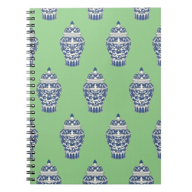 Cuaderno Jar de jengibre azul y blanco (Frente)