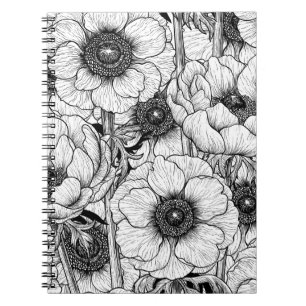 Cuaderno Jardín anémico en blanco y negro
