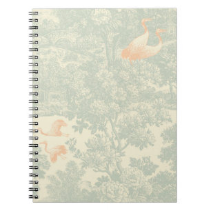 Cuaderno Jardín asiático botánico con grulla de chinoiserie
