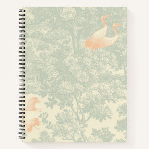 Cuaderno Jardín asiático botánico de toile con grulla estil