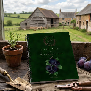 Cuaderno Jardín Botánico de Ciruela Verde Oscuro Vintage